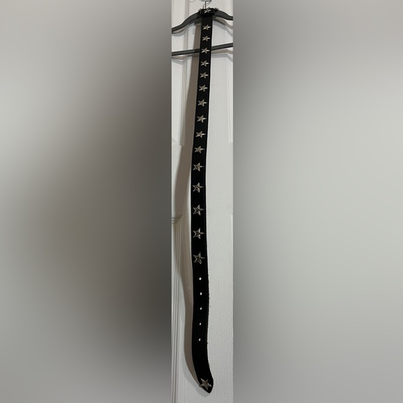 Leather Shop Genuine Black Leather Belt with Silver Star Accents - Picture 4 of 6